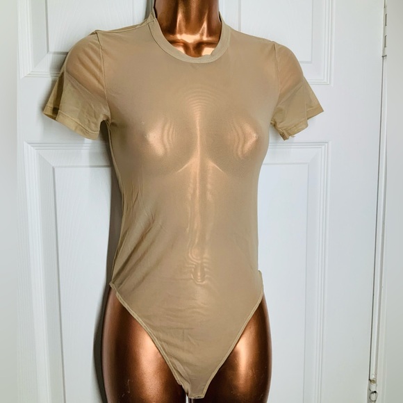 Tan Cream Mesh Bodysuit - Picture 7 of 7